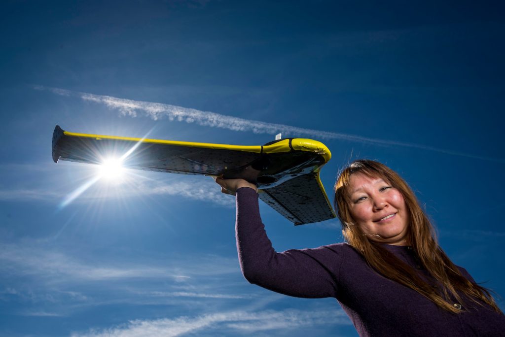 Professor holds drone