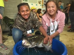 Girls with catfish