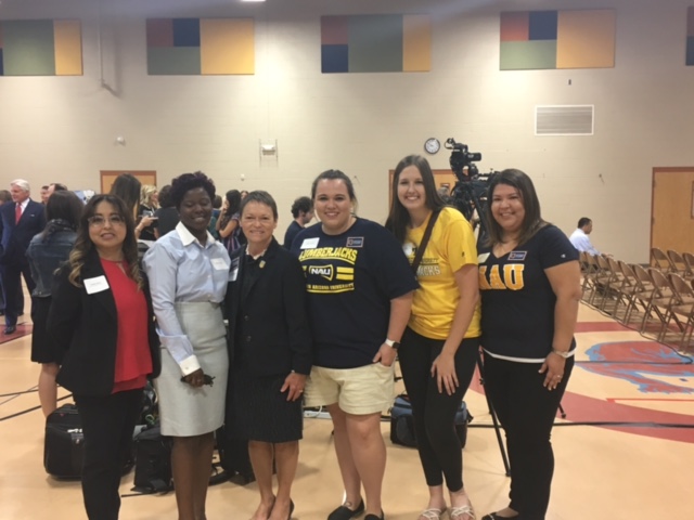 Education students with President Cheng at Teachers Academy announcement