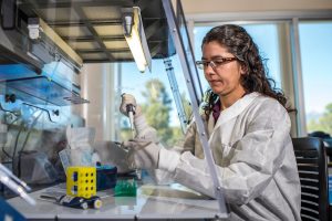 Emily Cope works in a lab