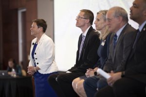 President Cheng and others at campus forum