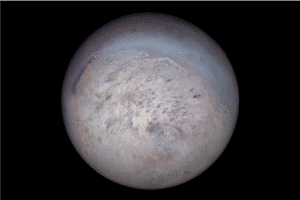 Voyager 2 image of Triton showing the moon’s south polar region. Credit: NASA/JPL