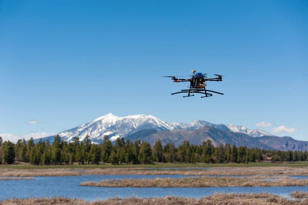 Drone over wilderness area