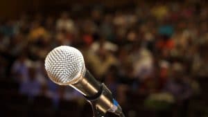 Microphone in front of audience