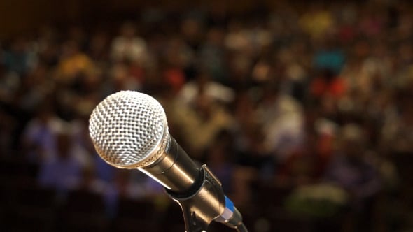 Microphone in front of audience