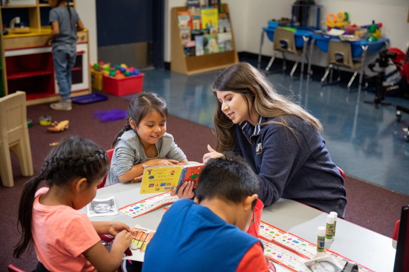 Student teacher in classroom