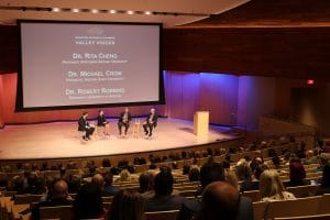 University presidents on stage