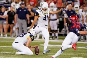 Luis Aguilar kicking for NAU Football