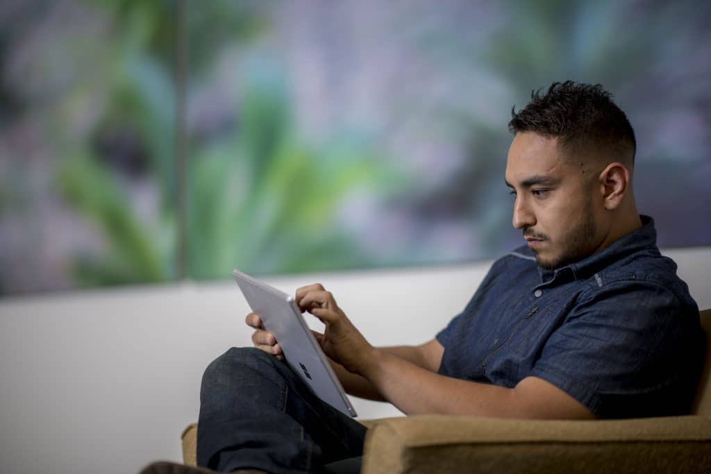 Student working online