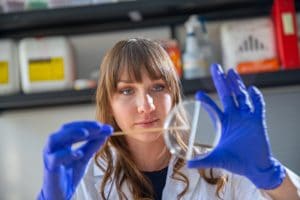 Goldwater award winner Breezy Brock works in the lab