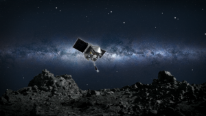 OSIRIS-REx Spacecraft collecting a sample of Bennu