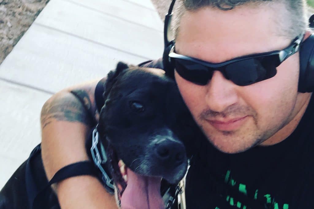 Darren Ellis and his service dog
