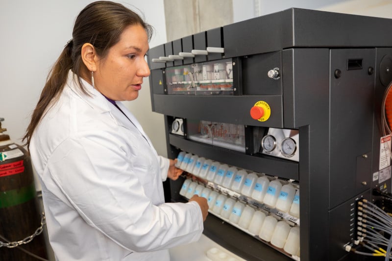 Naomi Lee works in her lab
