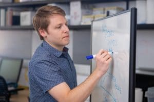 Joseph Mihaljevic working in his lab