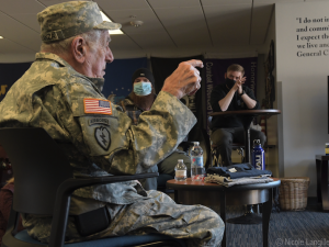 Veteran Speranza talks with ROTC students