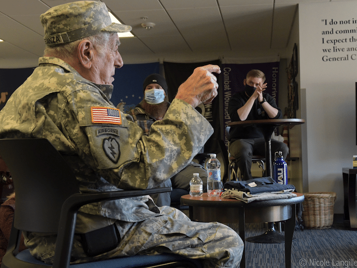 Veteran Speranza talks with ROTC students