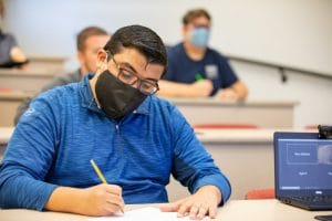 Student working in classroom