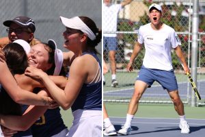 Tennis players celebrating