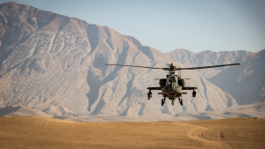 helicopter landing on sand