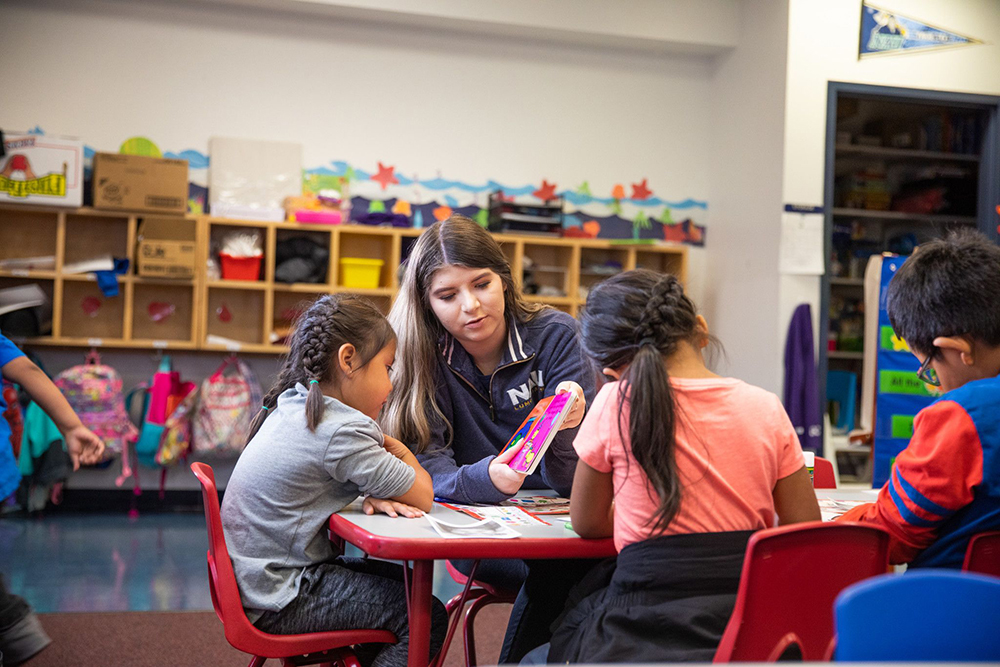 NAU student teaches in kindergarten classroom