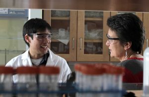 Jonathan Credo and Jani Ingram in a lab