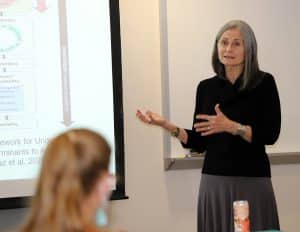 Nicolette Teufel-Shone, associate director of the Center for Health Equity Research (CHER) and professor in the Department of Health Sciences and CHER, meets with the C-NACHE team for the first time.