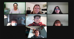 Half a dozen Tuba City students on Zoom learning to code