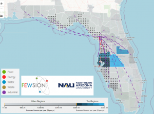 Figure above illustrates major supply chain outflows from the forecasted hurricane impact area, emphasizing manufactured goods and fuel shipped out of Tampa to the surrounding region.