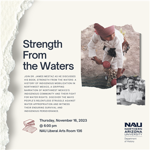 Strength from the Waters Flier with image of young boy in field and author James Mestaz