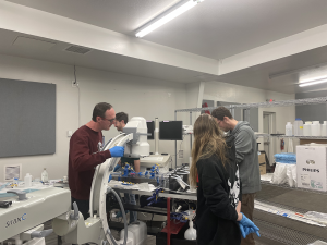 Tim Becker and his students work in their stroke lab.