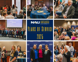 Collage of different pictures of the 2025 Years of Service reception.