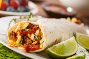 Hearty Chorizo Breakfast Burrito with Eggs, Cheese, and Hashbrowns