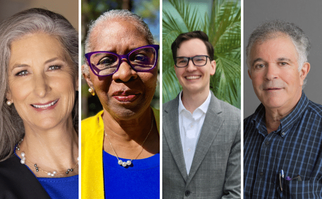 Headshots of Lyndel Manson, Deborah Harris, Emmett Burnton and Miguel Vasquez