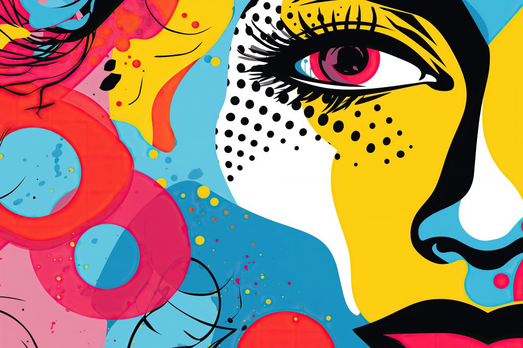 Illustration of a woman's face with bright colors