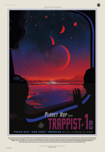 Joke flyer about vacationing on Trappist-1 e and multiple moons