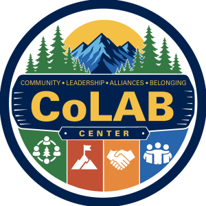Community, Leadership Alliances, and Belonging Center icon featuring mountains and trees imagery.