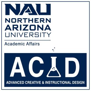 Academic Affairs Acid Logo featuring an acid filled beaker in place of the letter I.