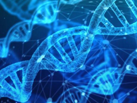 Digital art of DNA double helix.